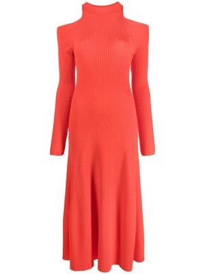 A.W.A.K.E. Mode ribbed-knit cut-out dress - Red