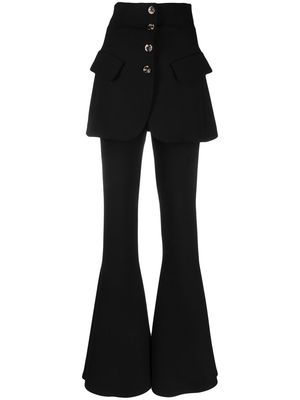 A.W.A.K.E. Mode skirt-detail flared trousers - Black