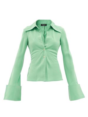 A.w.a.k.e. Mode - Slit-sleeve Crepe Shirt - Womens - Green