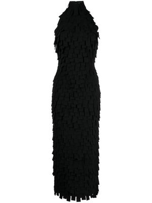 A.W.A.K.E. Mode square-detail halterneck crepe dress - Black