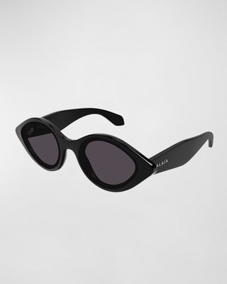 AA0069S Elongated Acetate Round Sunglasses