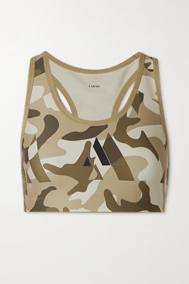 AARMY - Chelsea Camouflage-print Stretch Sports Bra - Green