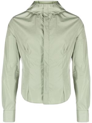 AARON ESH dart-detailing hooded shirt - Green