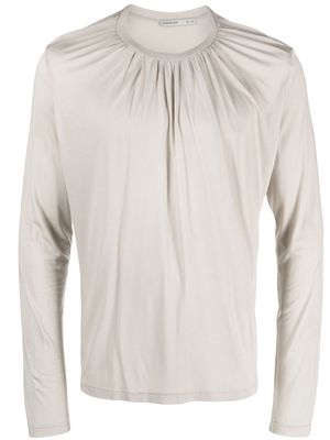 AARON ESH gathering-neck long-sleeve T-shirt - Grey
