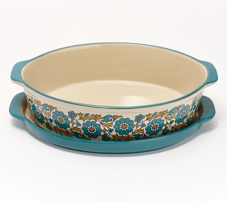 Aarti Sequeira 2.6-qt Stoneware Oval Baker w/ Platter Lid