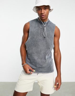 AASOS DESIGN heavyweight relaxed tank top in acid wash gray - GRAY -GRAY