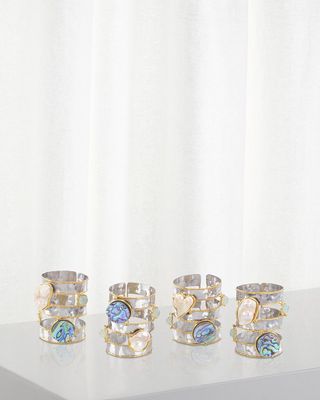 Abalone Mother-of-Pearl Napkin Rings, Set of 4