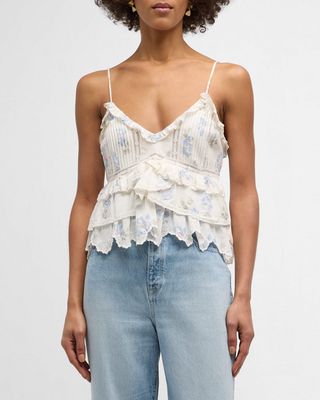Abbott Floral Lace Ruffled Tank Top