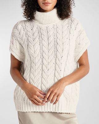 Abbott Short-Sleeve Cashblend Cable Sweater