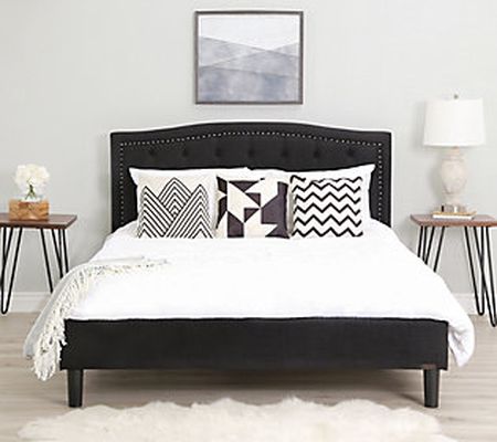 Abbyson Living Mandy Queen Black Tufted Upholst ered Bed