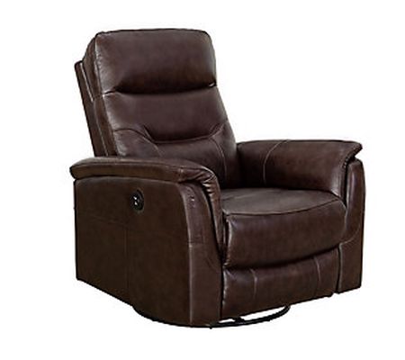 Abbyson Living Palermo Leather Power Swivel Glider Recliner