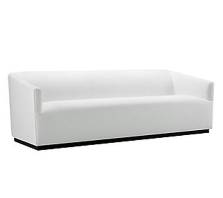 Abbyson Living Sullivan White Fabric Sofa with Wooden Base