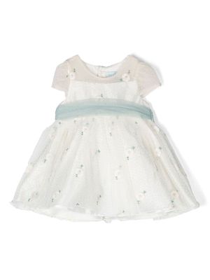 Abel & Lula embroidered-daisies tulle dress - Neutrals