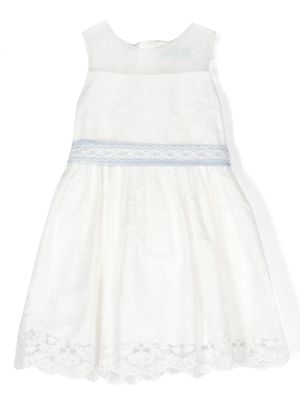 Abel & Lula floral-appliqué belted dress - White