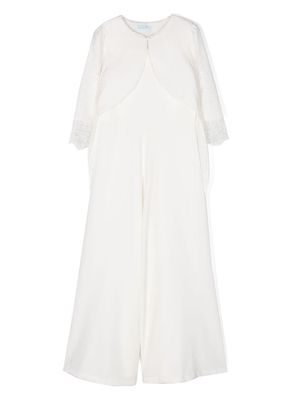 Abel & Lula floral-appliqué jumpsuit set - White