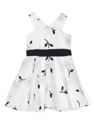Abel & Lula floral-embroidered organza dress - White