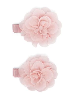 Abel & Lula floral-lace appliqué hair clips - Pink