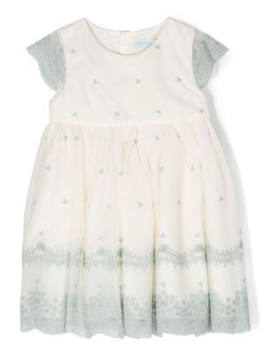 Abel & Lula floral-lace pleated dress - White