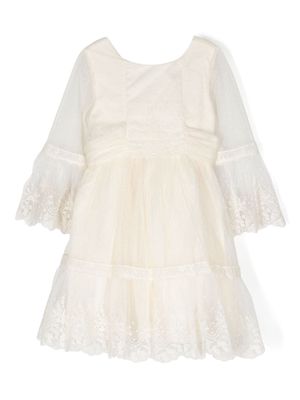 Abel & Lula floral-lace tulle dress - White