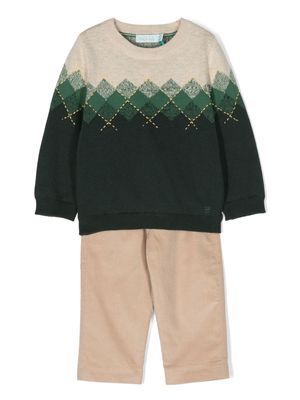 Abel & Lula intarsia-knit jumper and trousers set - Neutrals