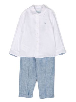 Abel & Lula logo-embroidered linen trousers set - Blue