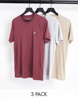 Abercrombie 3 pack t-shirt in multi