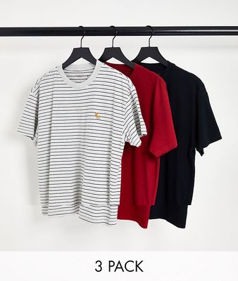 Abercrombie & Fitch 3 pack t-shirts in multi with logo
