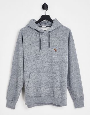 Abercrombie & Fitch 3D icon logo relaxed fit hoodie in charcoal-Gray