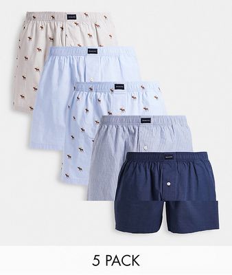 Abercrombie & Fitch 5 pack all over & plain woven boxers in multi