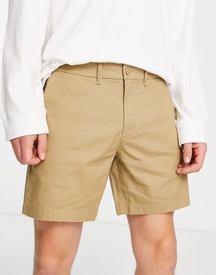 Abercrombie & Fitch 7inch plain front chino shorts in brown