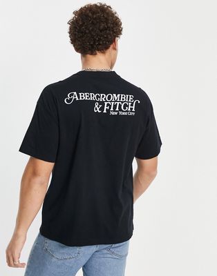 Abercrombie & Fitch back gel logo heavyweight oversized t-shirt in black
