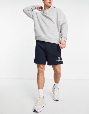 Abercrombie & Fitch crest logo sweat shorts in navy