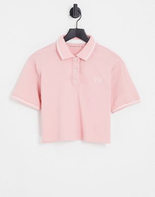 Abercrombie & Fitch crop logo polo in pink