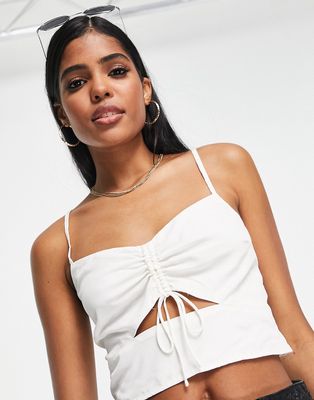 Abercrombie & Fitch cut-out crop top in white