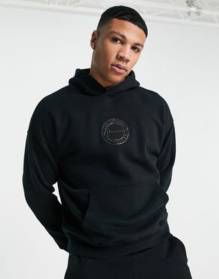 Abercrombie & Fitch elevated central circle logo hoodie in black