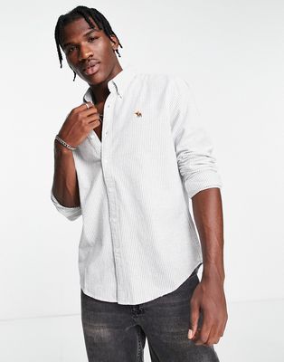 Abercrombie & Fitch icon logo stripe oxford shirt in green