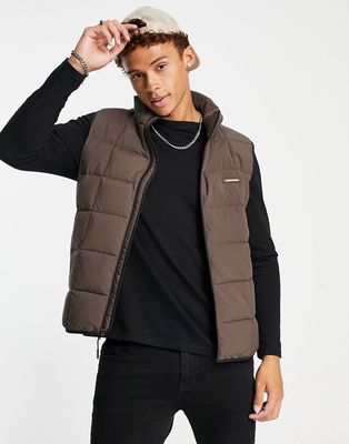 Abercrombie & Fitch lightweight puffer vest in brown