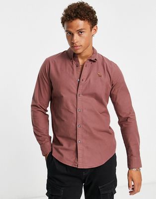 Abercrombie & Fitch logo oxford shirt in maroon-Red