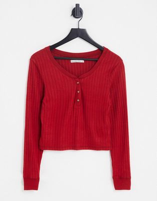 Abercrombie & Fitch long sleeve loungewear top in red