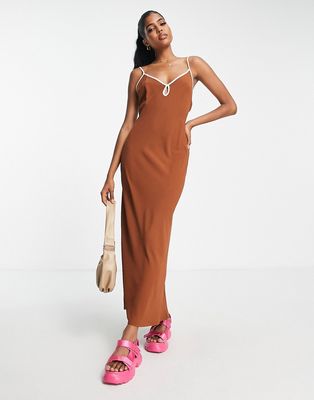 Abercrombie & Fitch midaxi slip dress in brown