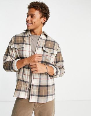 Abercrombie & Fitch oversized chunky plaid flannel shirt in brown