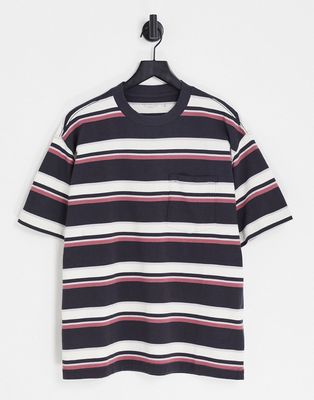 Abercrombie & Fitch oversized fit stripe t-shirt in black