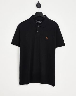 Abercrombie & Fitch polo shirt in black with logo