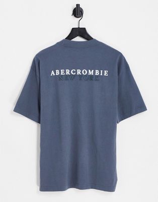 Abercrombie & Fitch raised print back logo oversized T-shirt in gray