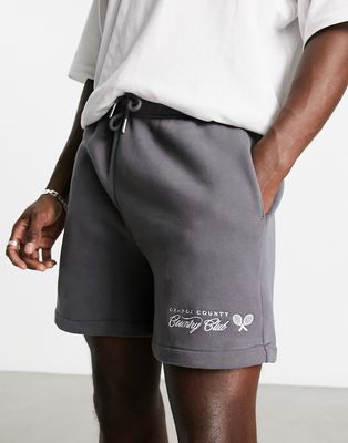 Abercrombie & Fitch reef logo sweat shorts in dark gray