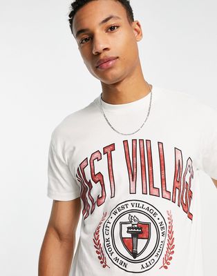 Abercrombie & Fitch retro prep west village print T-shirt in white