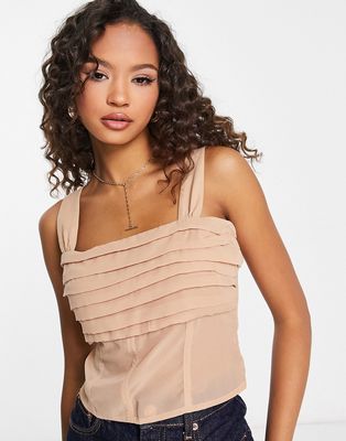 Abercrombie & Fitch sheer babydoll top in brown