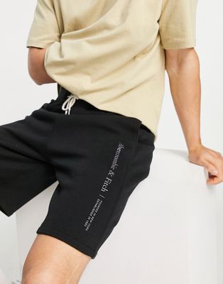 Abercrombie & Fitch side logo sweat shorts in black