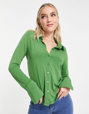Abercrombie & Fitch slinky slim jersey shirt in green