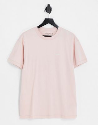 Abercrombie & Fitch small scale proud logo T-shirt in rose pink
